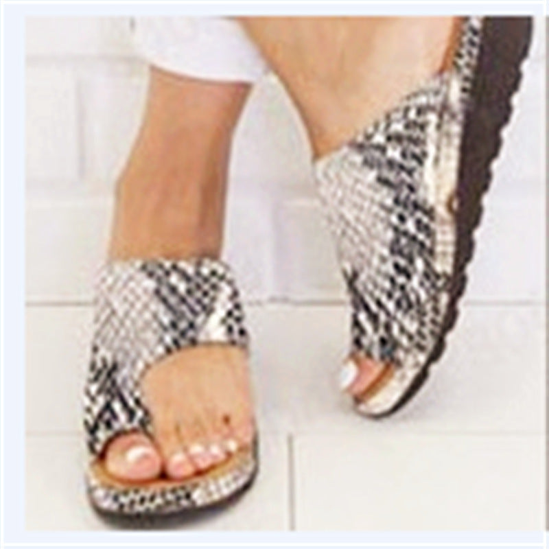 Cross Flat Heel Platform Slippers