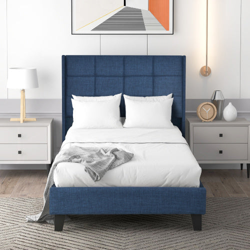 Linen Bed Frame Mit Federkernmatratze Size 90cmx200cm