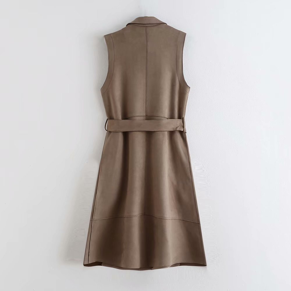 Women's Loose Suede Texture Lace Waistcoat Jacket