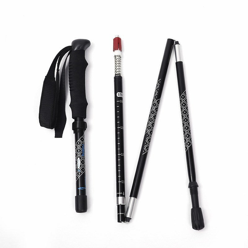 Aluminum Alloy Five-section Folding Shock-Absorbing Trekking Pole Inner Lock Telescopic