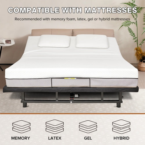 Adjustable Bed Base Frame Head And Foot Incline Quiet Motor Twin XL Size Zero Gravity