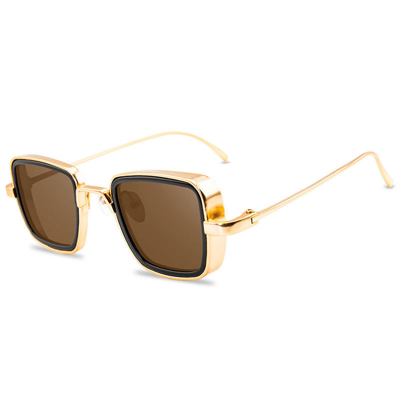 Vintage Steampunk Sunglasses Men Retro Metal Square