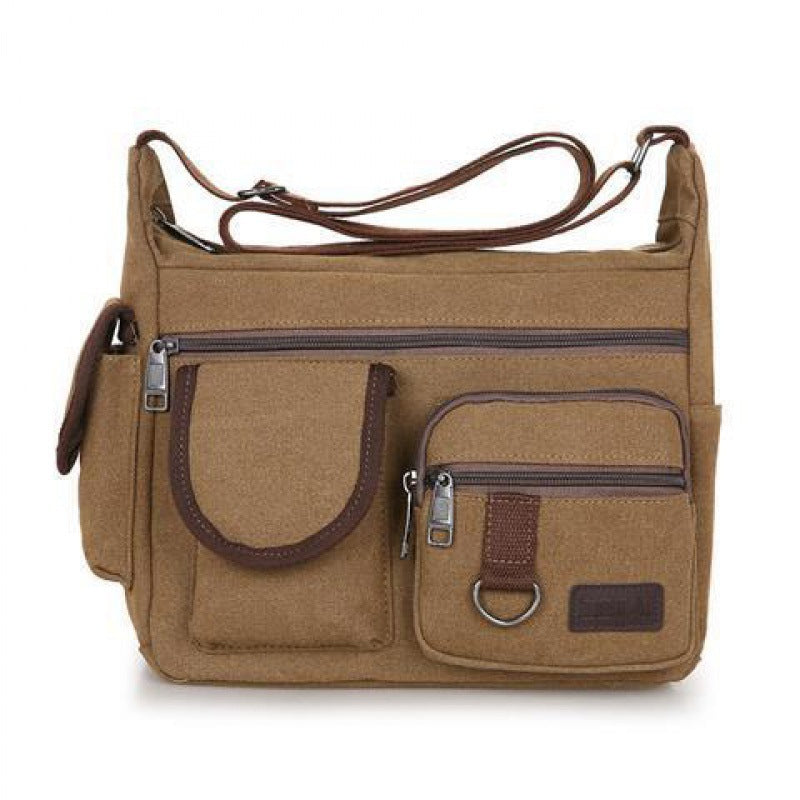 Canvas Bag Men'S Bags Shoulder Messenger Bag Korean Retro Casual Bag Sports Back Bag Men'S Bag