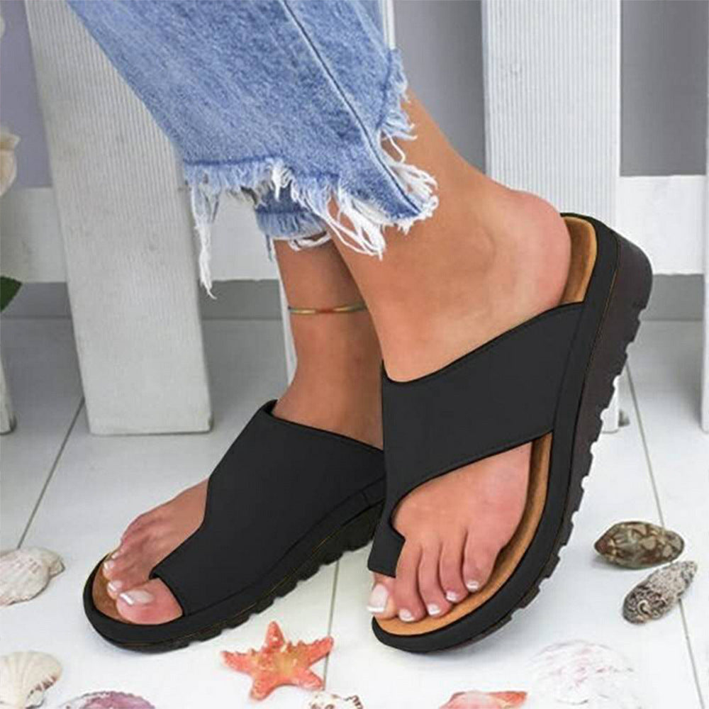 Cross Flat Heel Platform Slippers