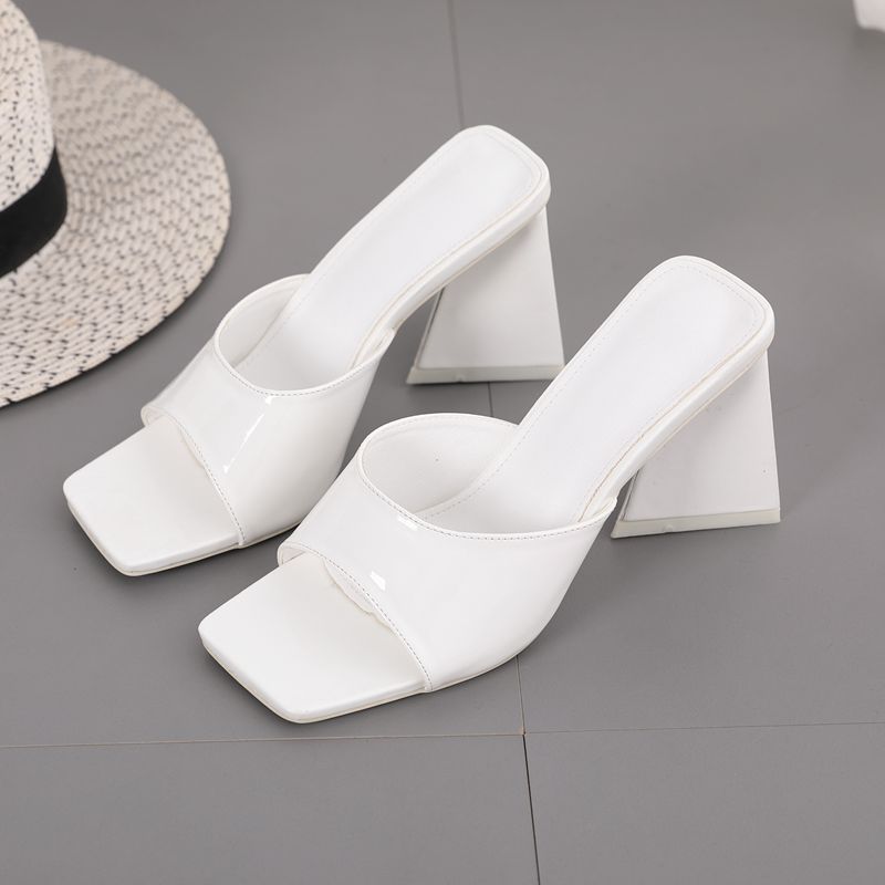Toe Square Head Thick High Heel Ladies Sandals And Slippers