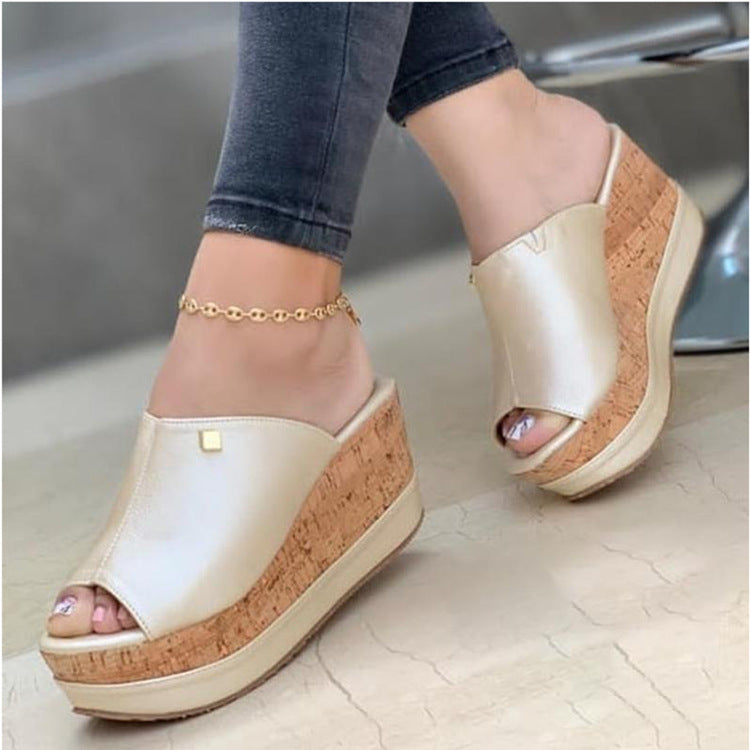 New Style Women's Shoes Wedge Heel Platform Ladies Slippers