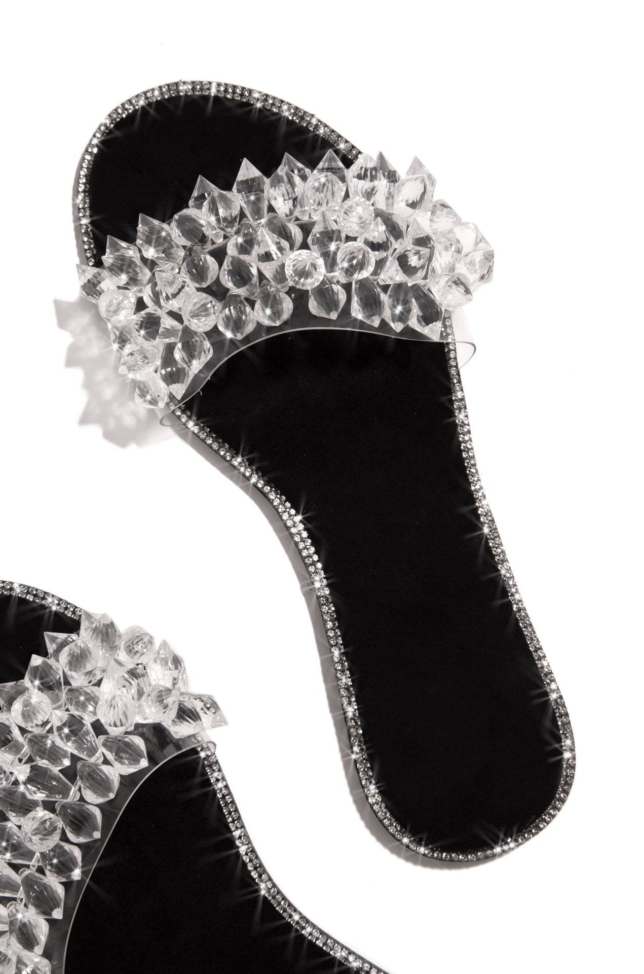 Fashion Flat Bottom Rhinestone Ladies Slippers