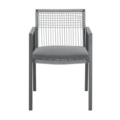 Outdoor Dining Chair Set Of 2, Aluminum Rope , Outdoor Armchair Seating For Patio Backyard Poolside Balcony, Cushion Included