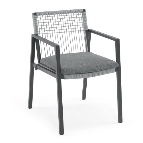 Outdoor Dining Chair Set Of 2, Aluminum Rope , Outdoor Armchair Seating For Patio Backyard Poolside Balcony, Cushion Included