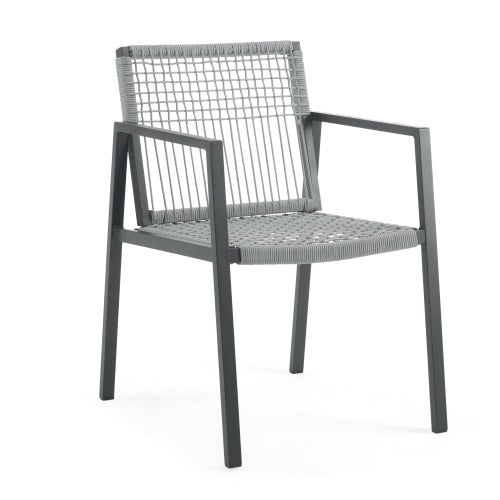 Outdoor Dining Chair Set Of 2, Aluminum Rope , Outdoor Armchair Seating For Patio Backyard Poolside Balcony, Cushion Included