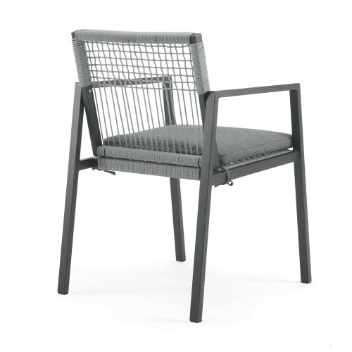 Outdoor Dining Chair Set Of 2, Aluminum Rope , Outdoor Armchair Seating For Patio Backyard Poolside Balcony, Cushion Included