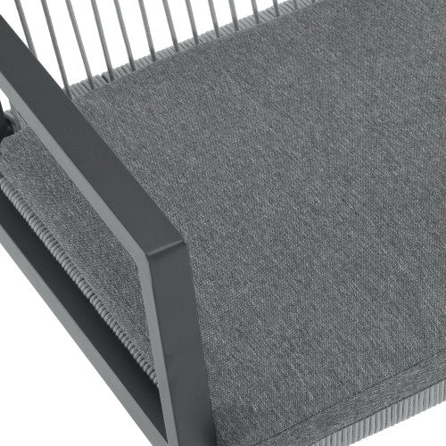 Outdoor Dining Chair Set Of 2, Aluminum Rope , Outdoor Armchair Seating For Patio Backyard Poolside Balcony, Cushion Included