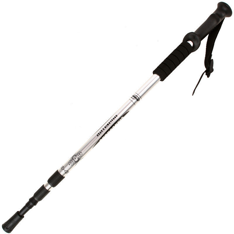 Outdoor Straight Handle Aluminum Alloy Telescopic Trekking Walking Stick