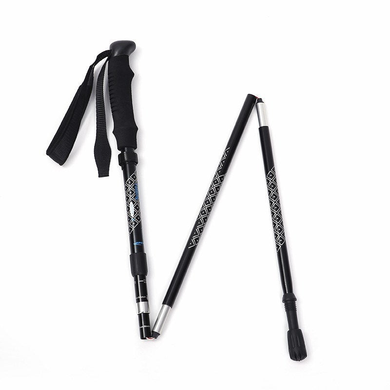 Aluminum Alloy Five-section Folding Shock-Absorbing Trekking Pole Inner Lock Telescopic