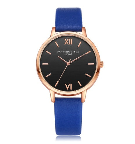 PU leather strap rose gold fashion casual fashion watch ladies black dial watch female models