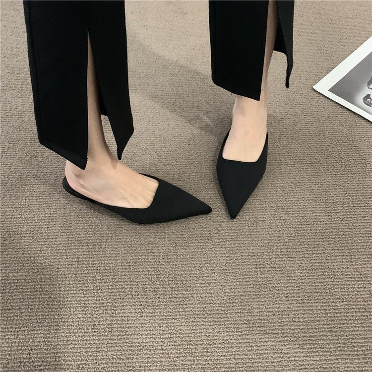 Outer toe high heel half slippers
