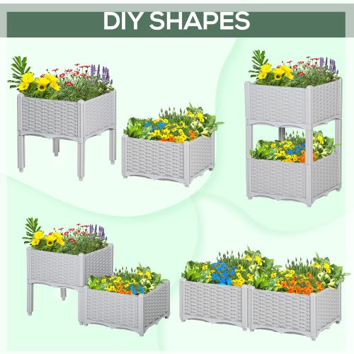 Outsunny 2 Piece Raised Garden Bed With Legs, Self-Watering Planter Box Raised Bed To Grow Flowers, Herbs Vegetables, Gray