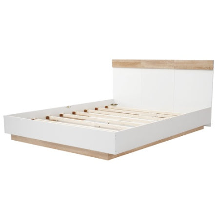 Floating Bed With Headboard In Timber Slatted Frame Size 140cmx200cm