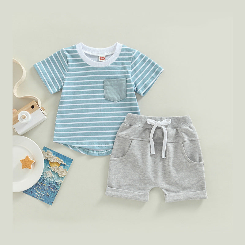 Fashion Personality Boy Striped Printing Suit