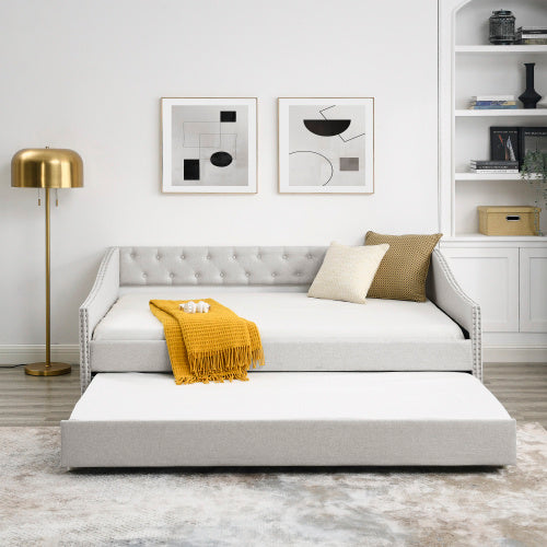 The Full-size Sofa Bed Features A Double Upholstered Tufted Sofa Bed On Wheels Unavailable Platforms- Temu