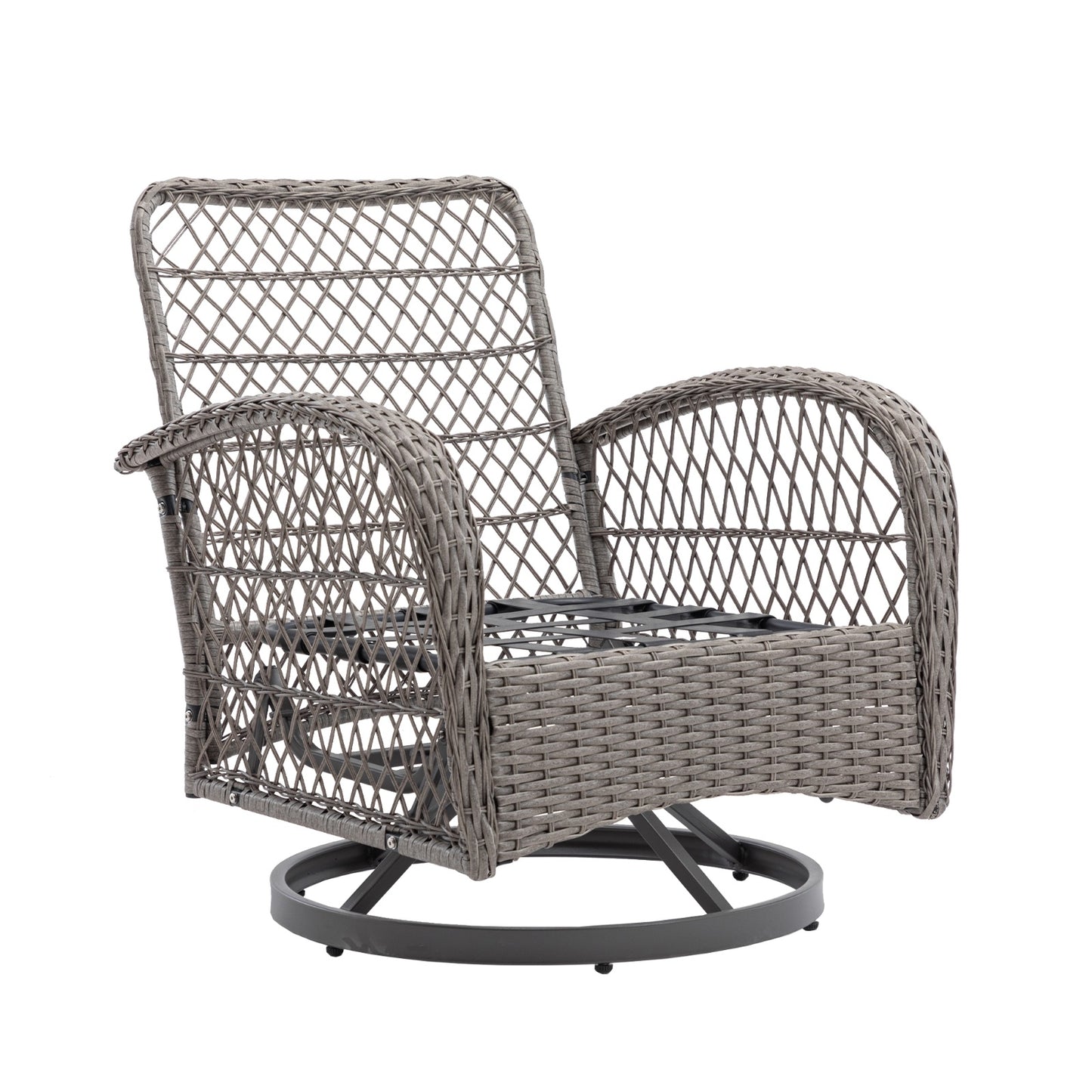 3pc Outdoor Swivel Rocker Chairs, 360 Rocking Patio Set With Thick Cushions
