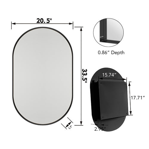 20x34 Inch Oval Recessed Metal Frame Bathroom Wall Cabinet With Mirror And Adjustable Shelves Unavailable Platforms- Temu