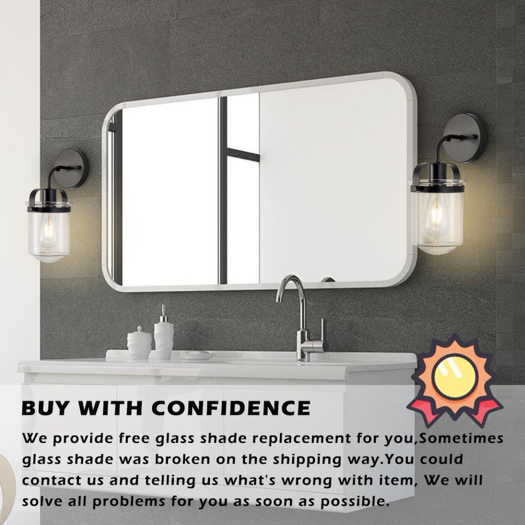 1-Light With Clear Glass Shade,Modern Sconce, Industrial Indoor Light Fixture For Bathroom Living Room Bedroom Over Kitchen Sink,E26 Socket,No Bulb