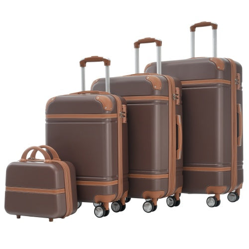Hardshell Luggage Sets 4 Pieces 20x24x28 Luggages And Cosmetic Case Spinner Suitcase With TSA Lock Lightweight