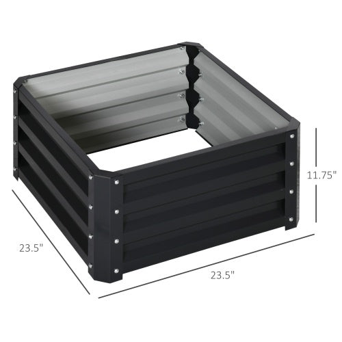 Outsunny 2 Piece Galvanized Raised Garden Bed, 2' X 2' X 1' Metal Planter Box, For Growing Vegetables, Flowers, Herbs, Succulents, Gray