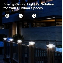 6 Pack Outdoor Solar Poat Cap Lights Cold White IP65 Waterproof For 4x4 5x5 6x6 Wood Posts In Garden Decor White