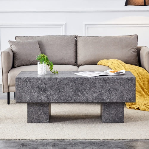 Modern Simple Gray Texture MDF Coffee Table 43.3x21.6x17.2 Practical Model.Making It An Ideal Addition To Any Living Room Or Apartment