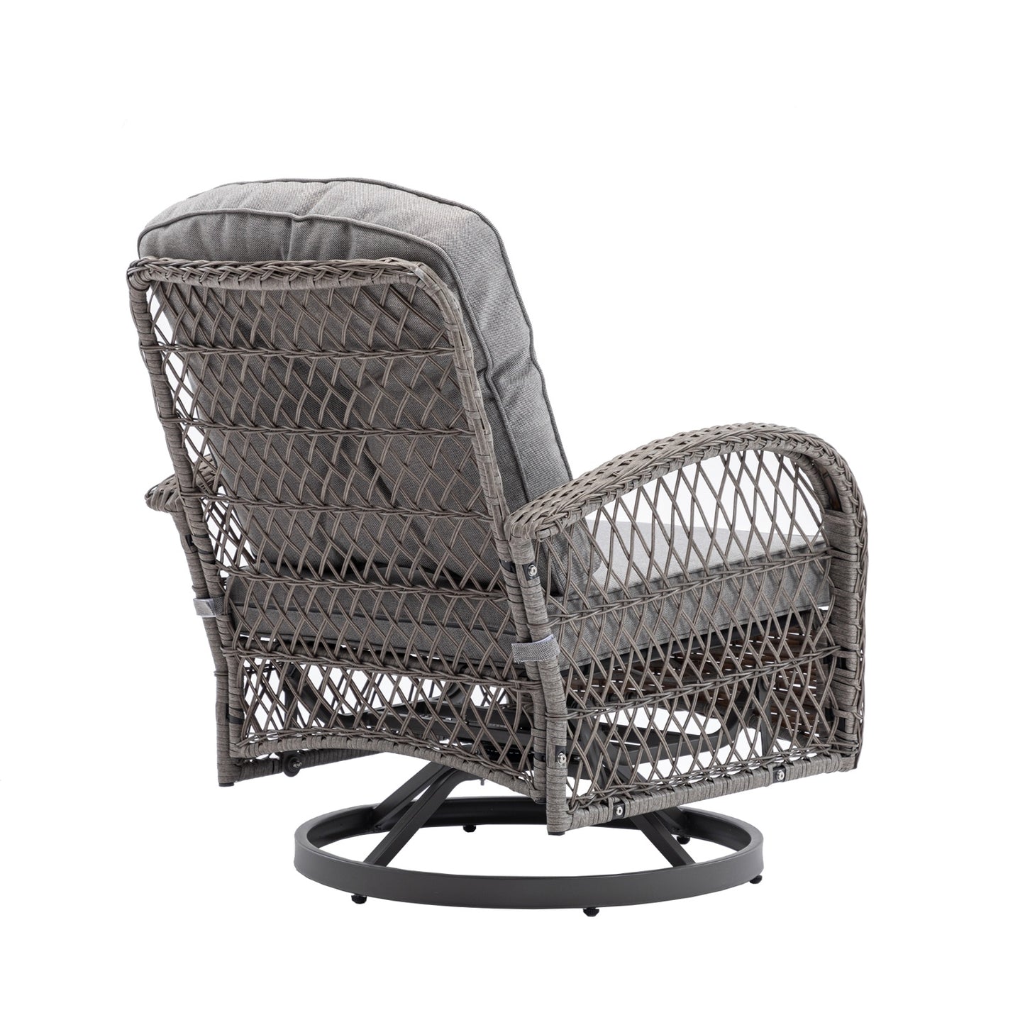 3pc Outdoor Swivel Rocker Patio Chairs 360 Rocking Set With Thick Cushions