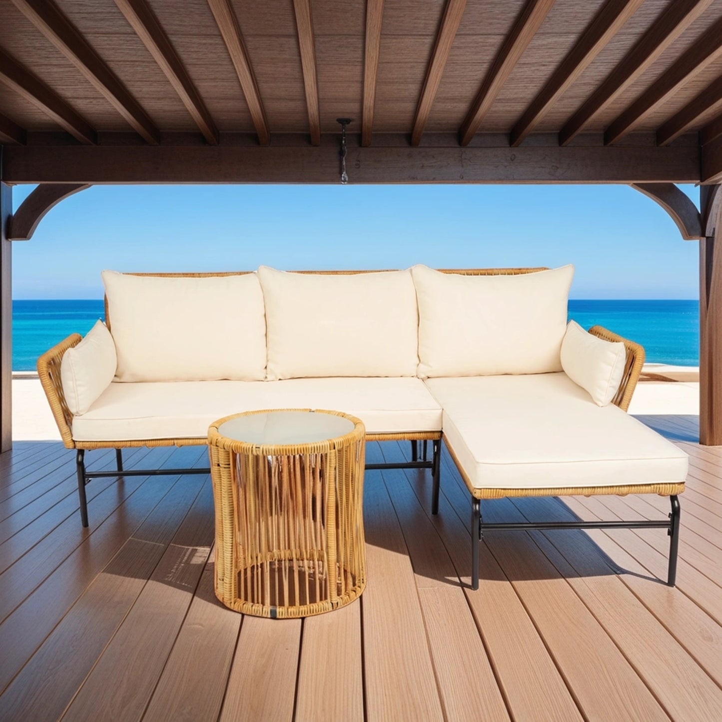 3 Pieces Outdoor Patio Wicker Furniture Sets Table And Chairs
