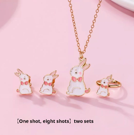 Girls Sisters Suit Rabbit Pendant