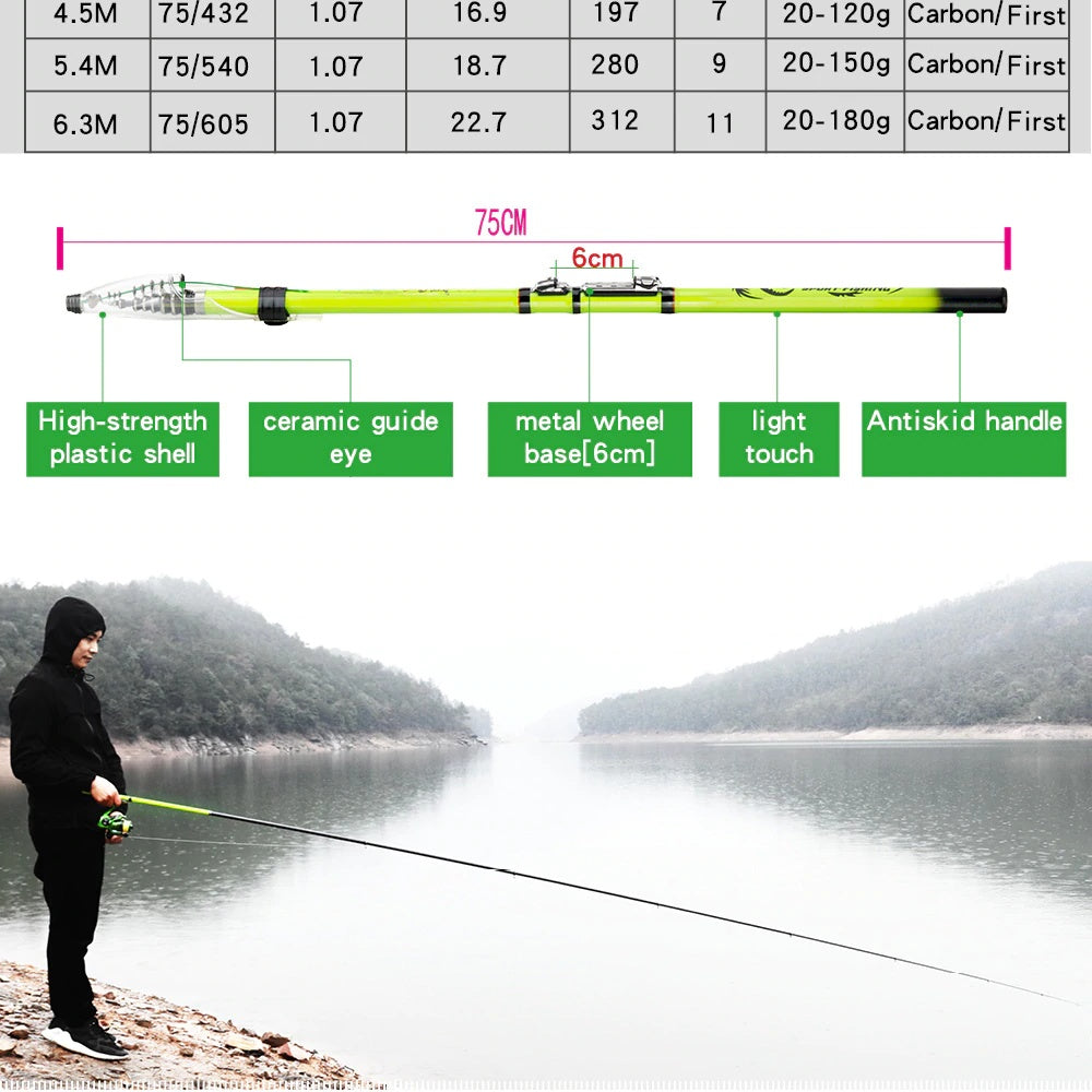 Carbon Fiber Rock Fishing Rod Telescopic Sea Fish Pole