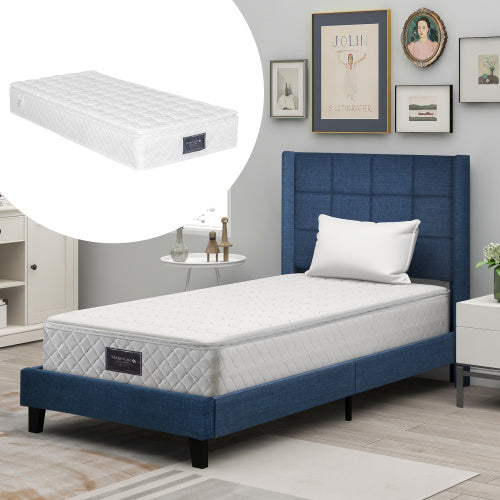 Linen Bed Frame Mit Federkernmatratze Size 90cmx200cm