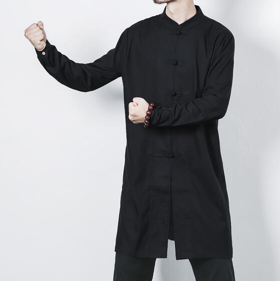 Cotton and linen long men's button jacket jacket linen men's clothing men