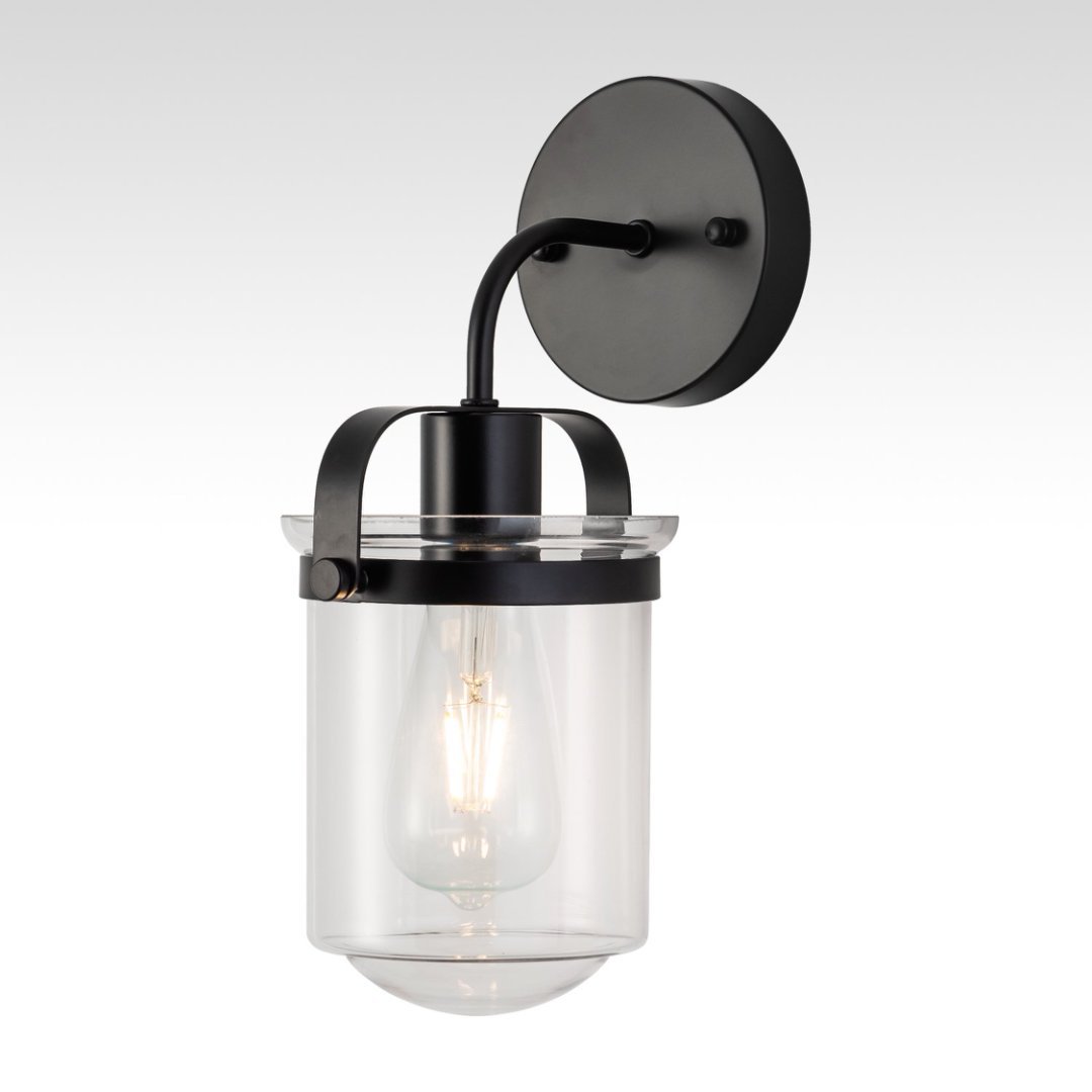 1-Light With Clear Glass Shade,Modern Sconce, Industrial Indoor Light Fixture For Bathroom Living Room Bedroom Over Kitchen Sink,E26 Socket,No Bulb