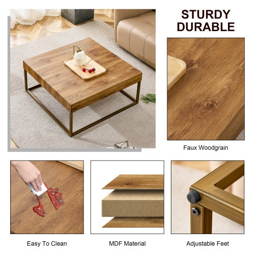 Modern Rectangular Coffee Table, Dining Table. MDF Desktop With Metal Legs. Suitable For Restaurants And Living Rooms. The Size 31.5x31.5x14.37