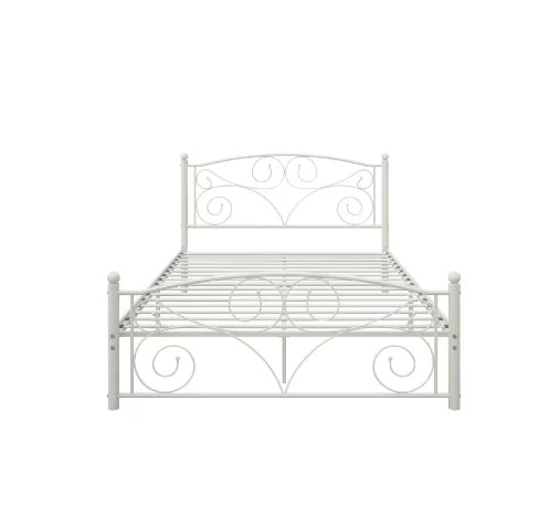 Queen Size Unique Flower Sturdy System Metal Bed Frame With Headboard And Footboard