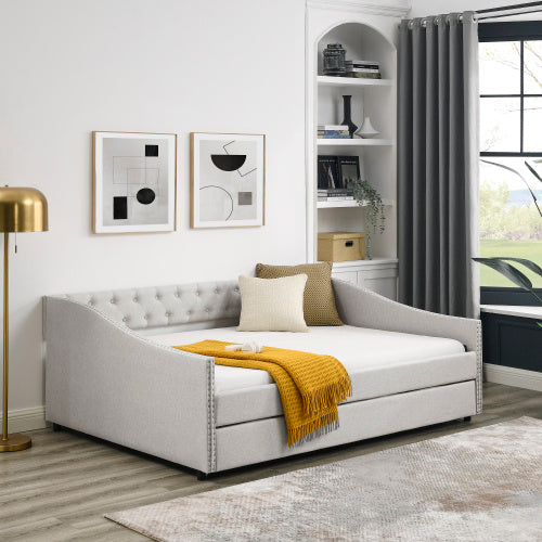 The Full-size Sofa Bed Features A Double Upholstered Tufted Sofa Bed On Wheels Unavailable Platforms- Temu