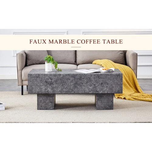 Modern Simple Gray Texture MDF Coffee Table 43.3x21.6x17.2 Practical Model.Making It An Ideal Addition To Any Living Room Or Apartment