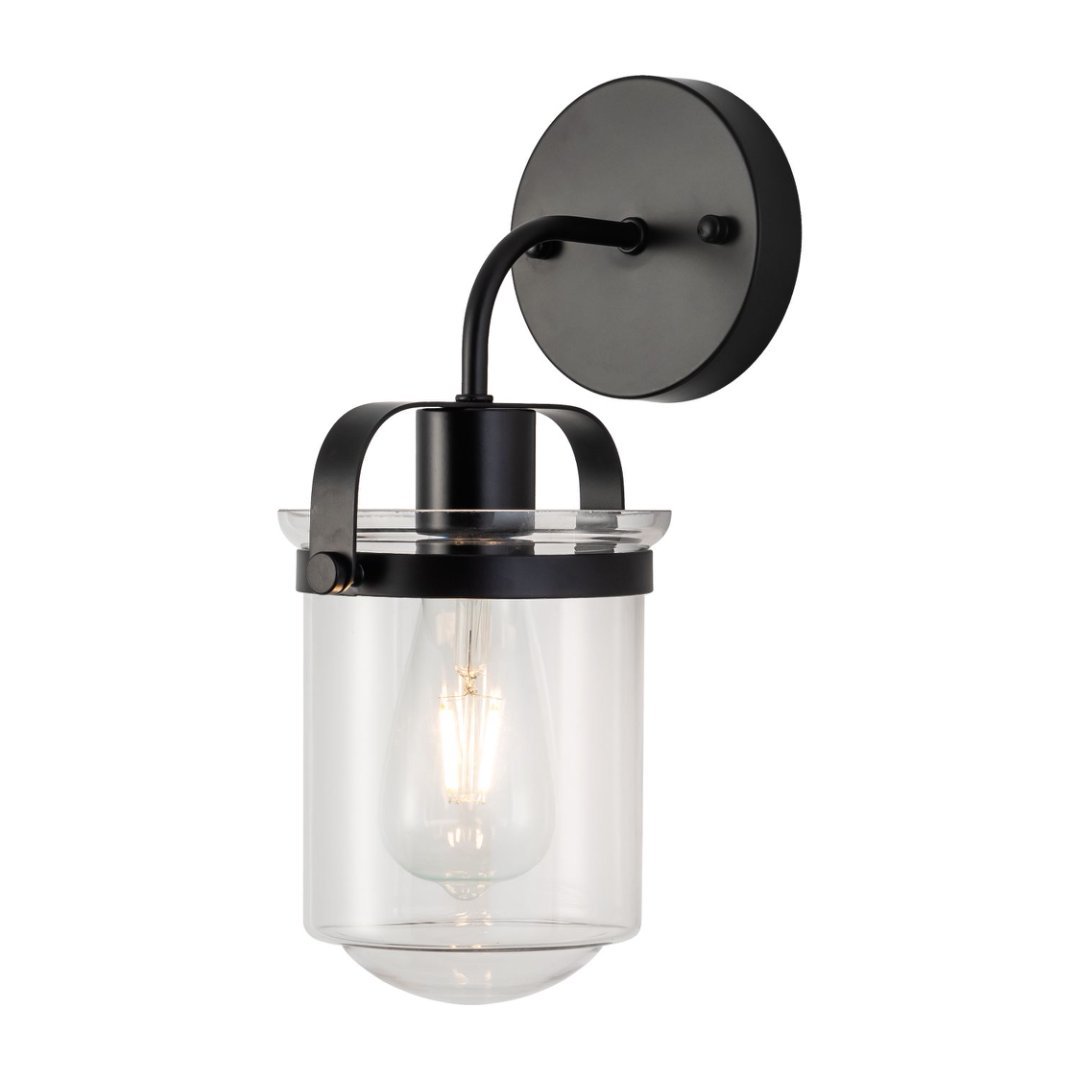 1-Light With Clear Glass Shade,Modern Sconce, Industrial Indoor Light Fixture For Bathroom Living Room Bedroom Over Kitchen Sink,E26 Socket,No Bulb