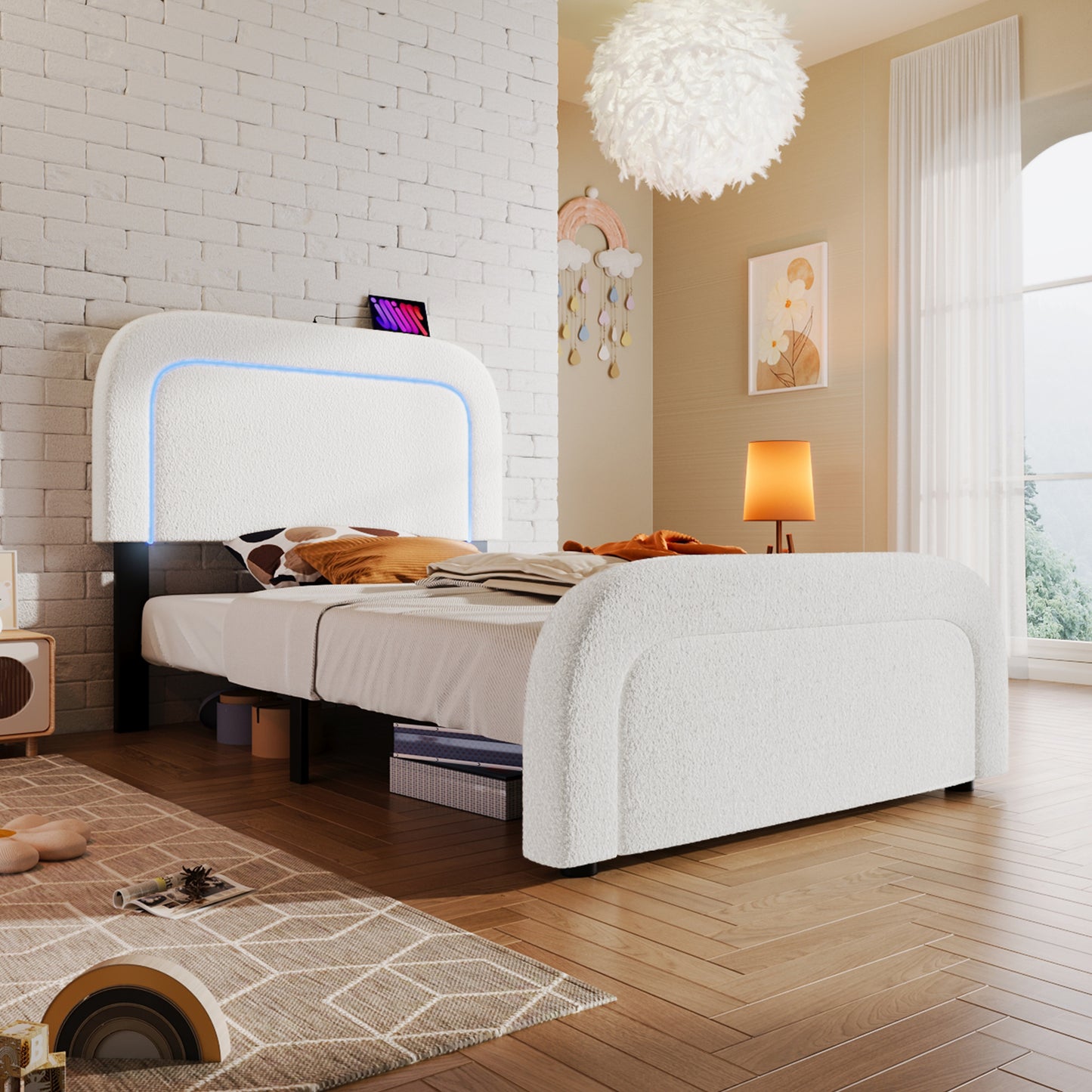 The Wooden Bed Frame Has A Mattress Size 90cmx200cm