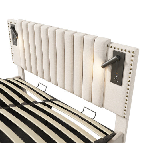 Cotton Panel Material Storage Bed Frame 160cmx200cm