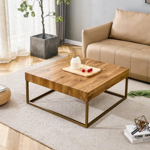 Modern Rectangular Coffee Table, Dining Table. MDF Desktop With Metal Legs. Suitable For Restaurants And Living Rooms. The Size 31.5x31.5x14.37