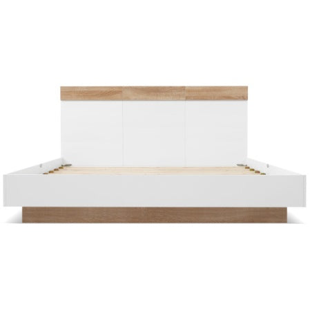 Floating Bed With Headboard In Timber Slatted Frame Size 140cmx200cm