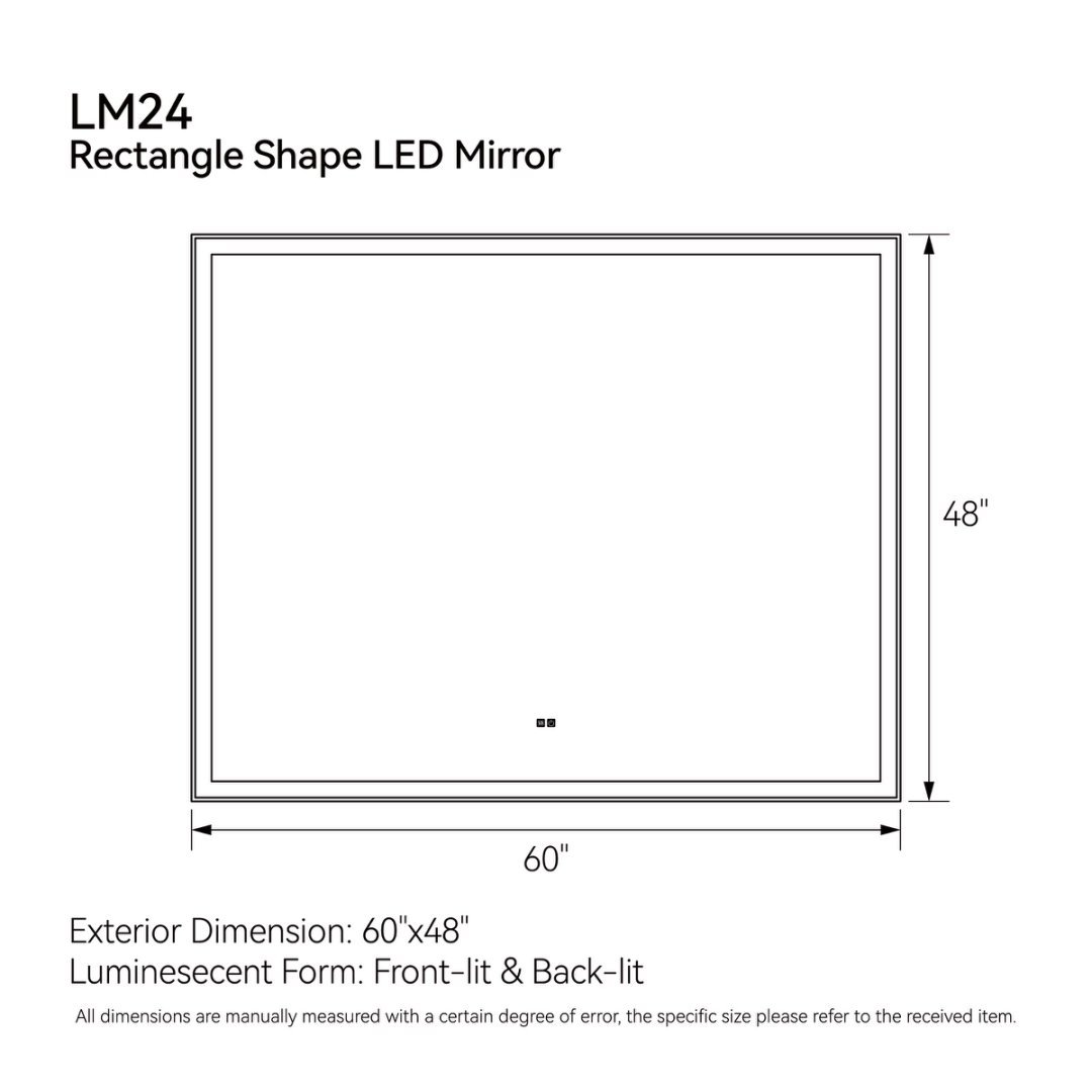 Modern LED Smart Mirror With Hiden Light Bathroom Mirror, Front Lit & Back Lit With 3 Color Adjustable, Memory Function, Anti-Fog, Time Mode Control