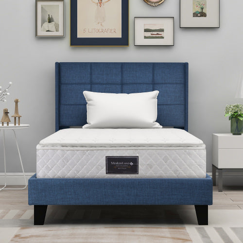 Linen Bed Frame Mit Federkernmatratze Size 90cmx200cm