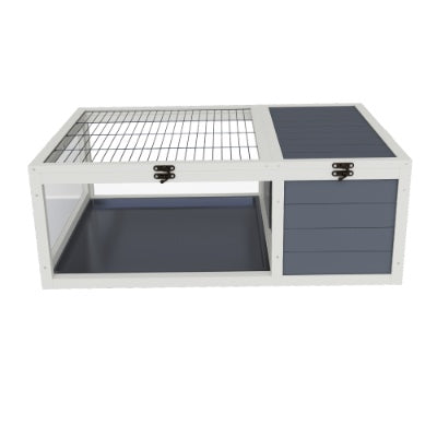 39.5Wood Tortoise House Indoor Turtle Habitat Reptile Cage For Small Animals Lizards, Geckos, With 2 Removable Waterproof Tray